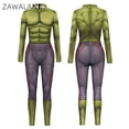 thumbnail image 2 of Traje de superhéroe con estampado de alta calidad para fiesta de carnaval de Halloween, de manga larga, verde, unisex, para hombre, Zentai Catsuit, 2 of 5