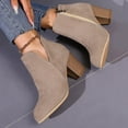 thumbnail image 5 of Viluyesy Womens Block Heels Boots, Ankle High Round Toe Zipper 2025 Fashion Dress Booties Beige US6, 5 of 9