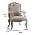 thumbnail image 3 of Benjara Textured Fabric Upholstered Chair with Left Facing Leaf, White and Beige, 3 of 5