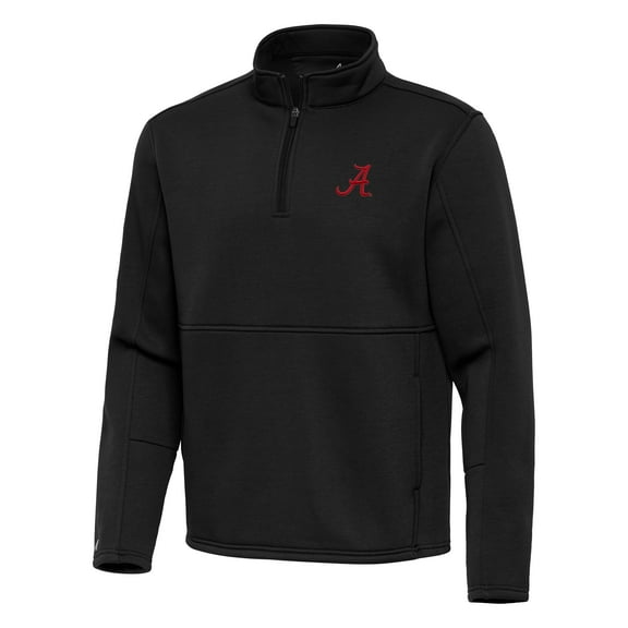 Men's Antigua Black Alabama Crimson Tide Twist Quarter-Zip Pullover Jacket