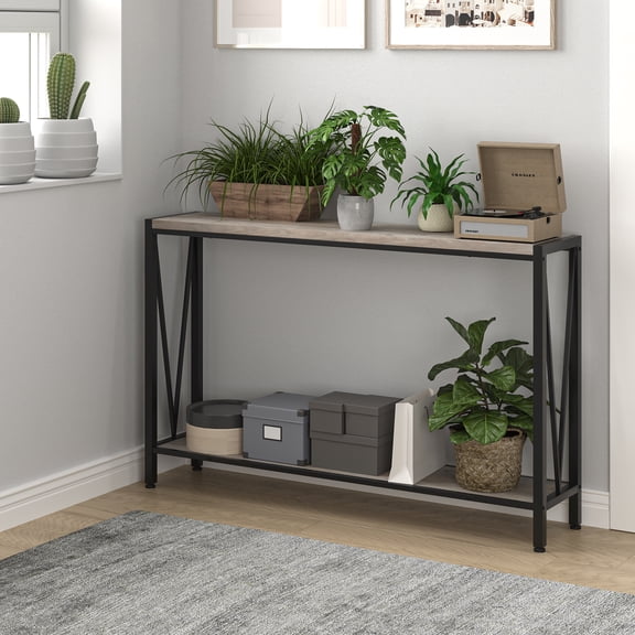 Industrial Entryway Console Table – 43" Narrow Sofa Table with Storage Shelf – Living Room, Hallway, Foyer, Office
