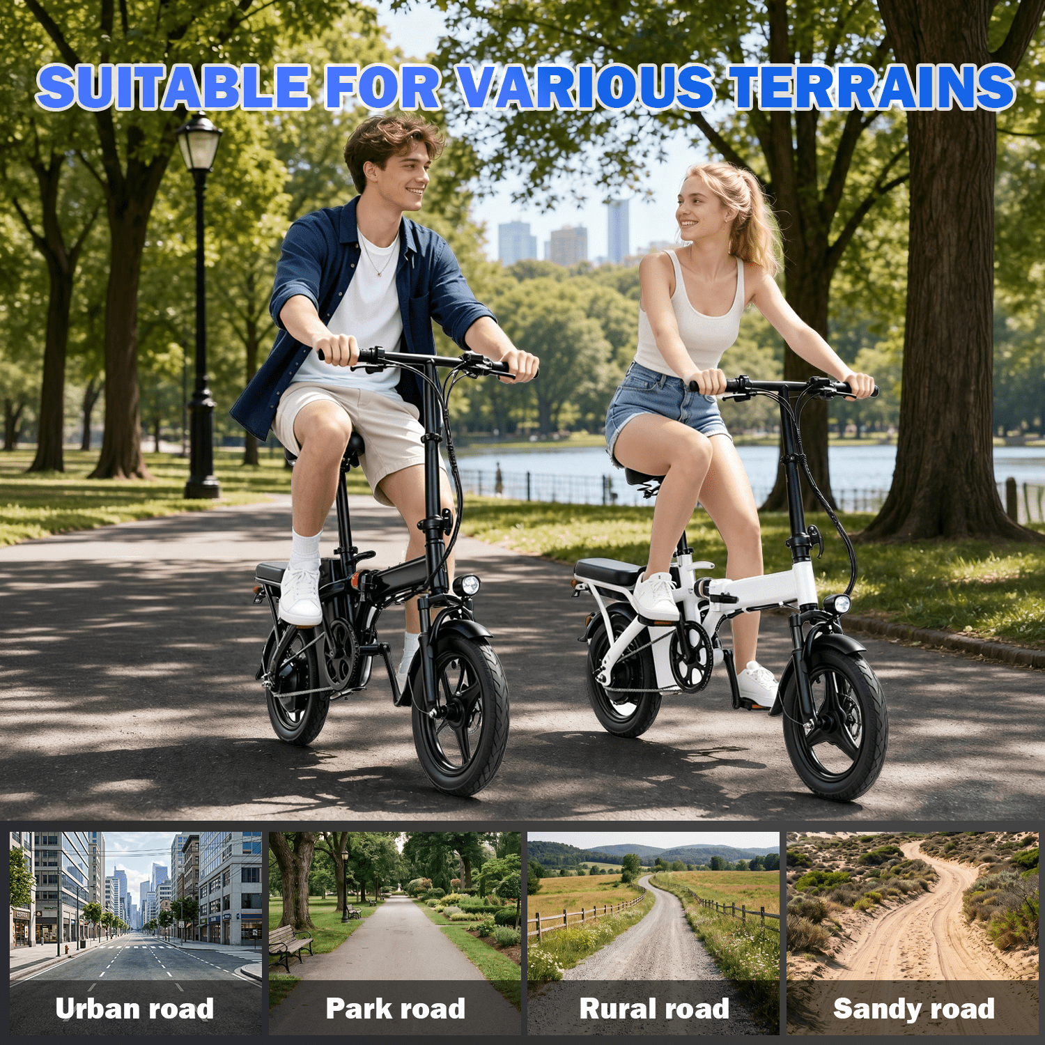 Folding Electric Bicycles,500W Peak Motor,30 Miles 20MPH,Removable Battery,14" Mini Ebike,City Commuter E-Bike,UL2849