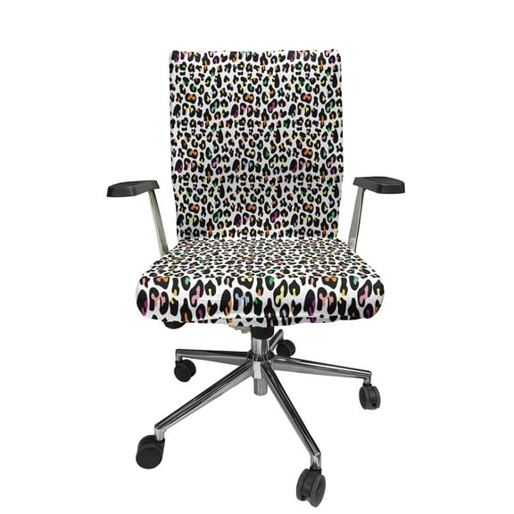 Ambesonne Leopard Print Office Chair Cover Stretchable High Back, Modernized Cat Skin, Multicolor