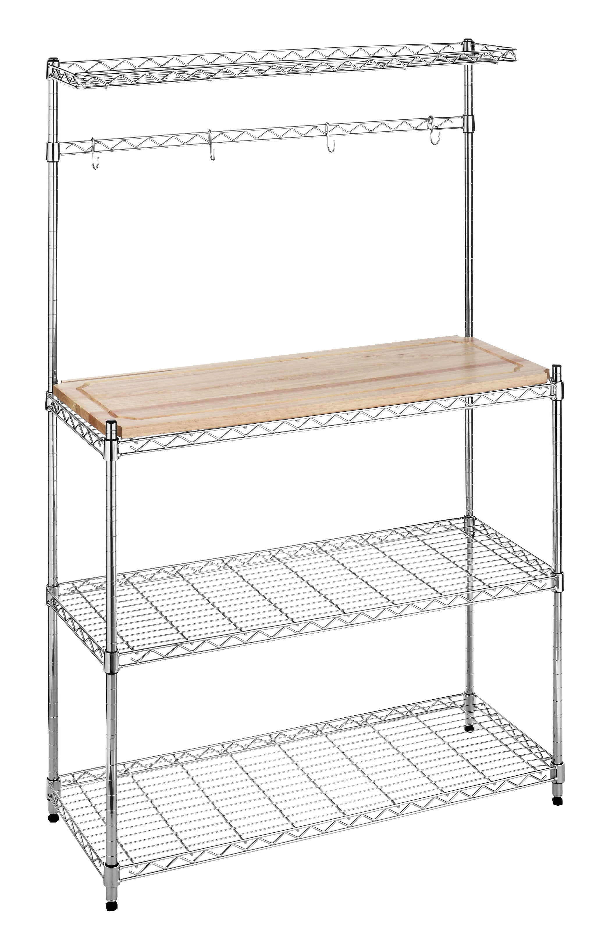  Whitmor Supreme Bakers Rack - Wood &amp; Chrome Assembled Dimensions: 14.0 L x 36.25 W x 55.25 H inches