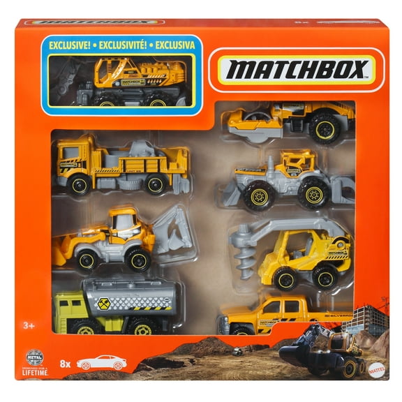 Matchbox 1:64 Scale Die-Cast Toy Cars or Trucks, Set of 8 with 1 Exclusive Vehicle (Styles May Vary)