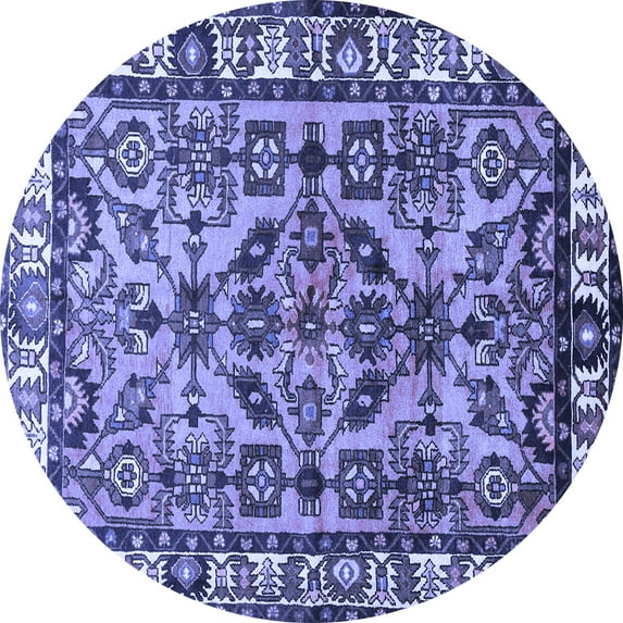 Ahgly Company Machine Washable Indoor Round Persian Blue Traditional Area Rugs, 8' Round