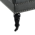 thumbnail image 3 of Linon Isabelle Square Upholstered Ottoman Black Legs in Charcoal Gray Fabric, 3 of 6
