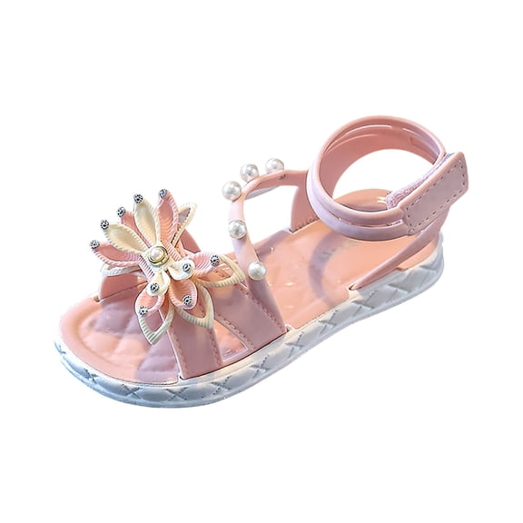 Siilsaa Little Girl Sandals Girls Sandals Ankle Strap Dress Wedding Party Shoes Pink,13.5