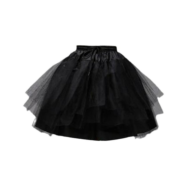 Decodeary Hoopless Skirt Petticoat Breathable Wedding Accessory for Prom Cosplay Dress black 45cm