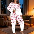 thumbnail image 4 of yievot Women's Valentines Pajama Sets Plus Size Long Sleeve Pjs Heart Printed Sleepwear Loungewear, 4 of 7