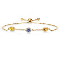 Gem Stone King 18K Yellow Gold Plated Silver Bracelet Citrine Persian Blue Moissanite (1.57 Cttw)