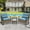 Blue, variant on 3 Piece Outdoor Rocking Bistro Set, PE Rattan Steel Top Table and Rocking Chairs Set, Outdoor Conversation Set with Cushions for 2 Persons, All-weather Bistro Set for Patio, Pool, Balcony, Pub, Cafe