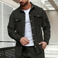 thumbnail image 2 of GuangCheng George Mens Button Up Shirt Jackets with Chest Pockets,Textured,Casual Outdoor Tops Lapel Collared Tops,Black,Size 3XL, 2 of 5