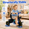 thumbnail image 6 of JoyStone Toddler Tricycle for Ages 1-4 Years, Kids Trike Toddler Bike with Cool Lights, Adjustable Seat & Basket, Blue, 6 of 12