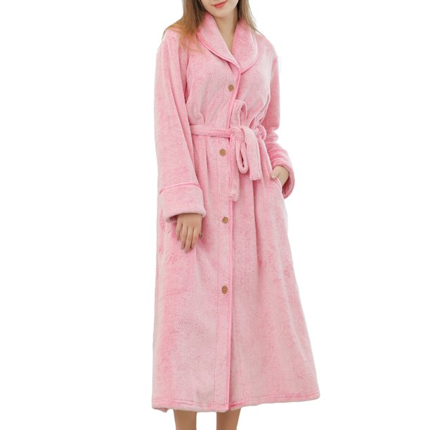 Lu's Chic Women's Plush Long Robe Ladies Soft Fluffy Long Sleeve