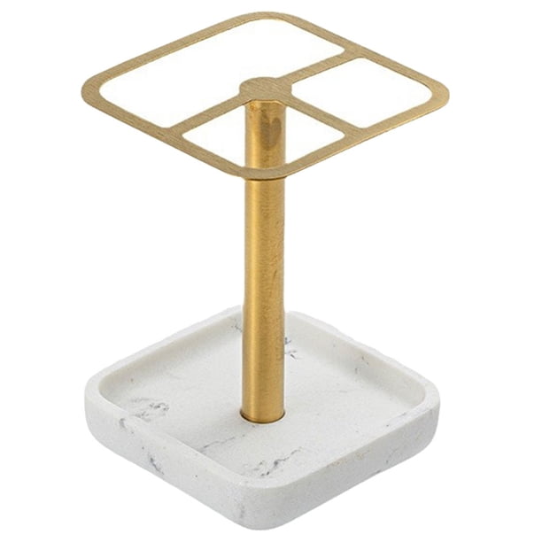 WORGEOUS Soporte de cepillo de dientes de baño Cepillo de maquillaje Soporte de acero inoxidable Base de resina Rack de almacenamiento de pasta de dientes