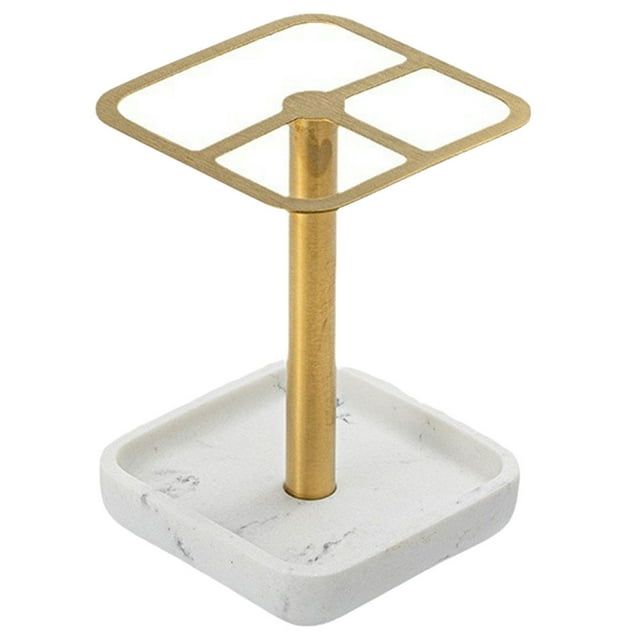 WORGEOUS Soporte de cepillo de dientes de baño Cepillo de maquillaje Soporte de acero inoxidable Base de resina Rack de almacenamiento de pasta de dientes