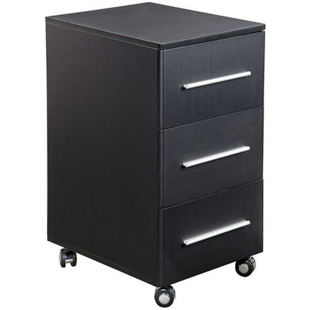 Sleek Rolling File Cabinet, Black