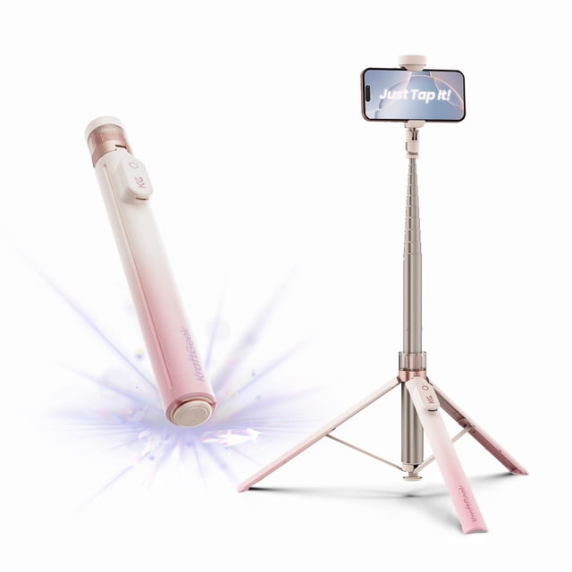Trípode para teléfono KraftGeek de 168 cm rosa con control remoto Bluetooth