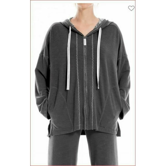 new MAX STUDIO women sweatshirt hoodie full zip A709S29 HCNATSFT grey sz S $98