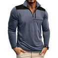 thumbnail image 2 of UVEASISHA Men's Casual Quarter Zip Pullover Long Sleeve Golf Collar T-Shirts Lightweight Slim Fit Fall Tops Fashion Color Block Workout Shirts Winter Savings Blue L, 2 of 9