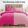 thumbnail image 3 of Sasttie 7 Pieces King Comforter Set, Reversible Bed in a Bag, All Season Bedding Set with Comforter, Flat Sheet, Fitted Sheet, Pillowcases & Shams, Hot Pink & Baby Pink, 3 of 10