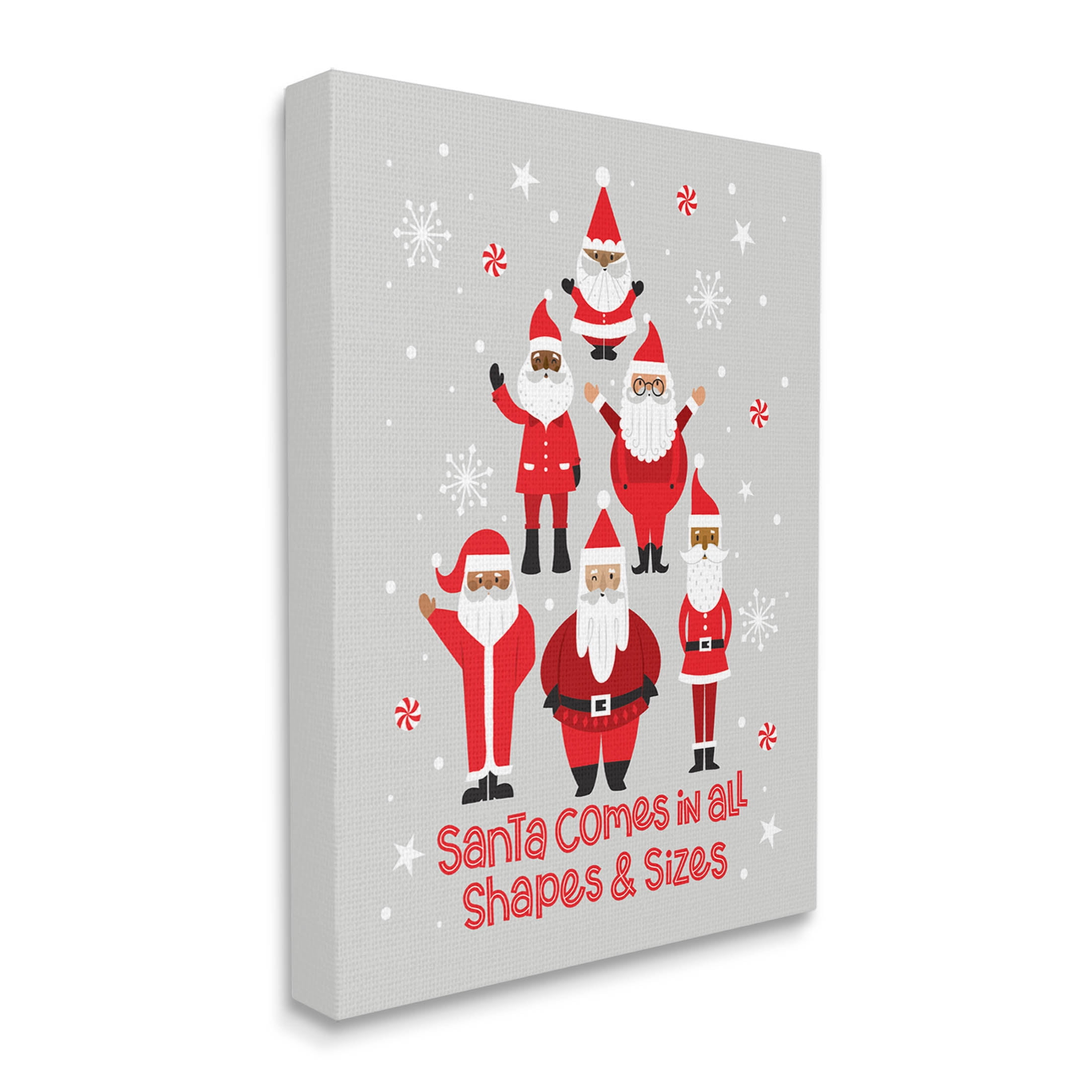 Santa All Shapes & Sizes Christmas Phrase Holiday Graphic Art Gallery Wrapped Canvas Print Wall Art