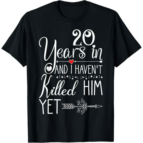 20th Wedding Anniversary for Her & Wife 20 Years Of Marriage T-ShirtMen and women can wear, black T-shirts, gifts. Age: M,L，XL 2XL, 3XL, 15XL