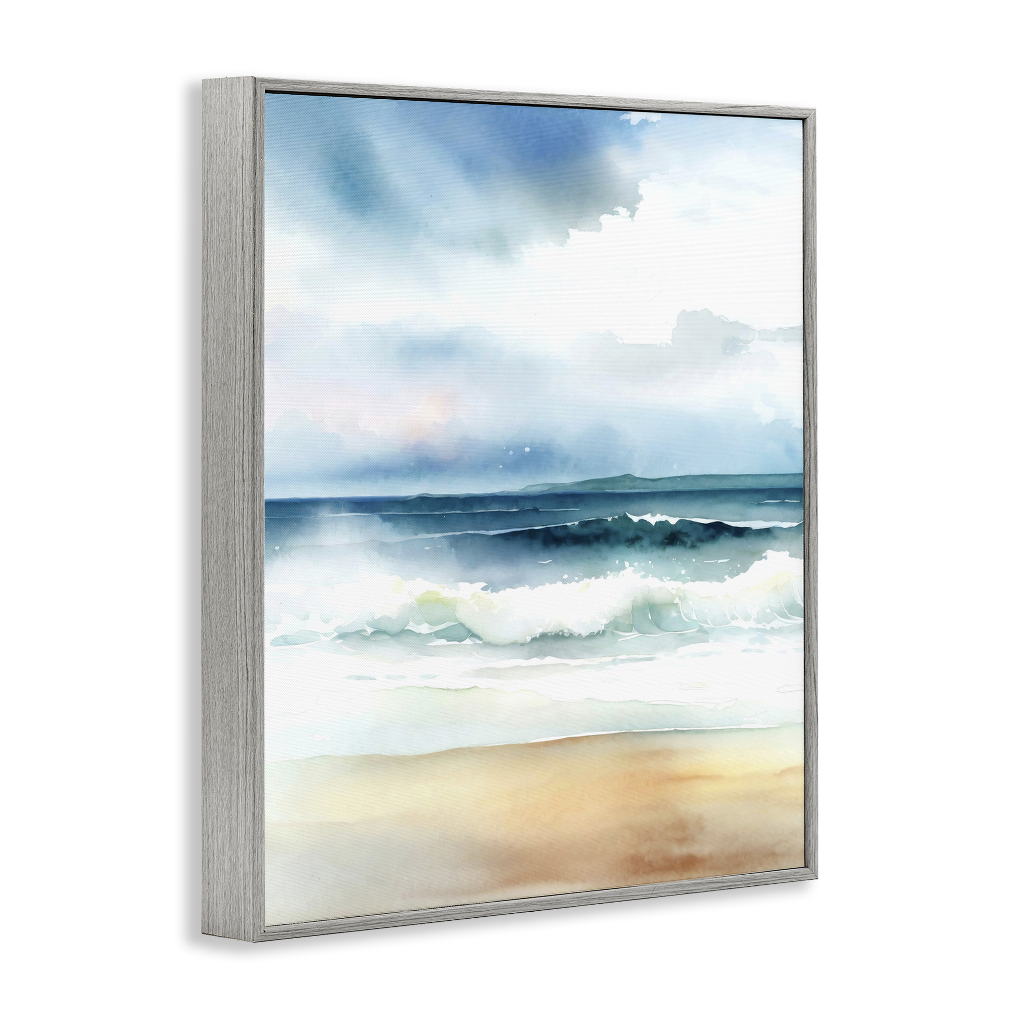 Stupell Industries Rolling Seaside Waves Coastal Painting Gray Framed Art Print Wall Art, 24 x 30
