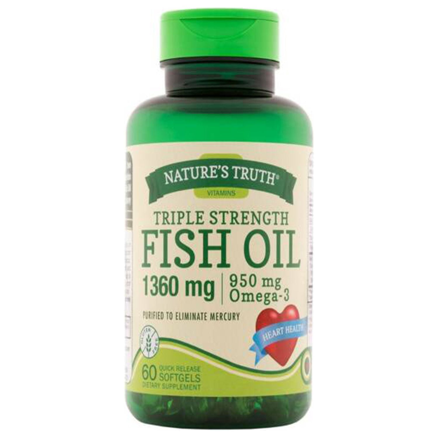 Nature's Truth Fish Oil 1360 mg Dietary Supplement - 60 Softgels, Pack of 2