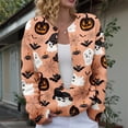 thumbnail image 2 of longantii Halloween Sweaters for Women Cute Pumpkin Cardigan Long Sleeve Casual Vintage Ghost Witch Print Cardigan Fall 2026 Outfits for Funny Party Pink 5XL, 2 of 7