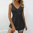 thumbnail image 4 of Women's Flowy Pleated Ruffle Sleeveless V Neck Tank Top Casual Summer Tunic Blouse Comfortable Shirt, 4 of 5
