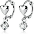 thumbnail image 6 of Sterling Silver Small Love Heart Huggie Hoop Earrings for Women Tiny CZ Heart Hoop Earrings Huggie Valentines Day Earrings, 6 of 10