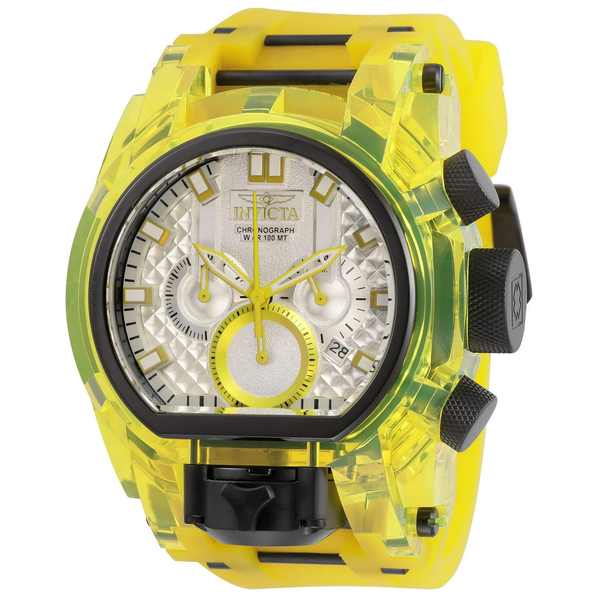Invicta Men s Bolt Stainless Steel Quartz Watch with Silicone Strap Yellow 34 Model 29997 Walmart