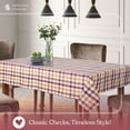 thumbnail image 5 of HEIRLOOM COMFORT Gingham Check Tablecloth 52x70 Inch, 100% Cotton, Reusable Dining Table Cover for Rustic Decor, Parties, Gatherings, Weddings - Burgundy Wine, Brown, Mustard Yellow, Natural, 5 of 7