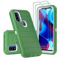 NIFFPD Moto G Pure Case, Moto G Power 2022 Case with Screen Protector Dual Layer Rugged Shockproof Anti-Drop Green&White