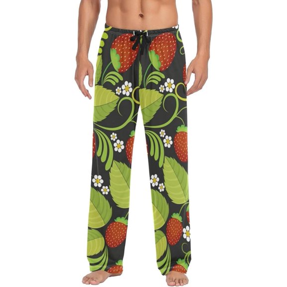 Cute Strawberry Ghost Pajama Pants, Men's Lounge Pants Light with Drawstring and Pockets, Christmas New Year Birthday Father's Day Gifts