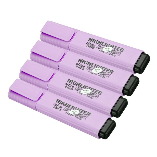 Unique Bargains Highlighter, Broad Point, Purple, 4 Pack