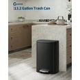 thumbnail image 2 of Step-on Stainless Steel Kitchen Trash Can - 13 Gal / 50 L Large Capacity, Rustproof Metal Garbage Bin with Soft Close Lid, Removable Inner Bucket & Rear Handle, 2 of 7