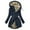 Dark Blue, variant on DeHolifer Women Winter Coat Solid Color Windbreak Long Sleeve Zipper Button Outerwear Loose Jacket with Hood Black S