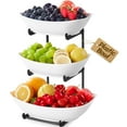 thumbnail image 2 of Lifewit Plastic Fruit Bowl Basket for Kitchen Countertop, 3 Tier Fruit Holder with Black Metal Stand, Serving Tray for Food, Vegetable, Cake, Dessert in Party, 2 of 9