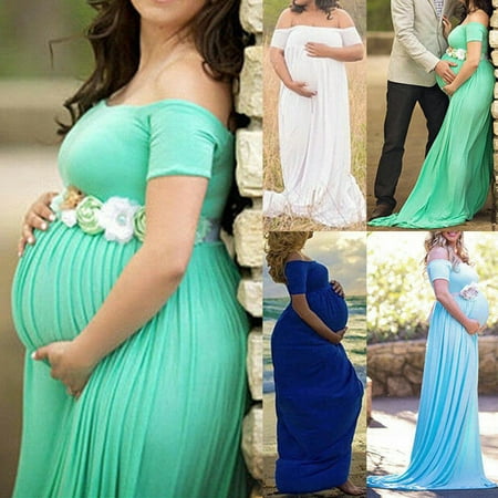 Multitrust Pregnant Women Cotton Gown Maxi Dress Wedding Party Prop Dresses