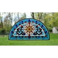 Handcrafted Hanging Stained Glass Window Half Round Glass Panel, 34" L
