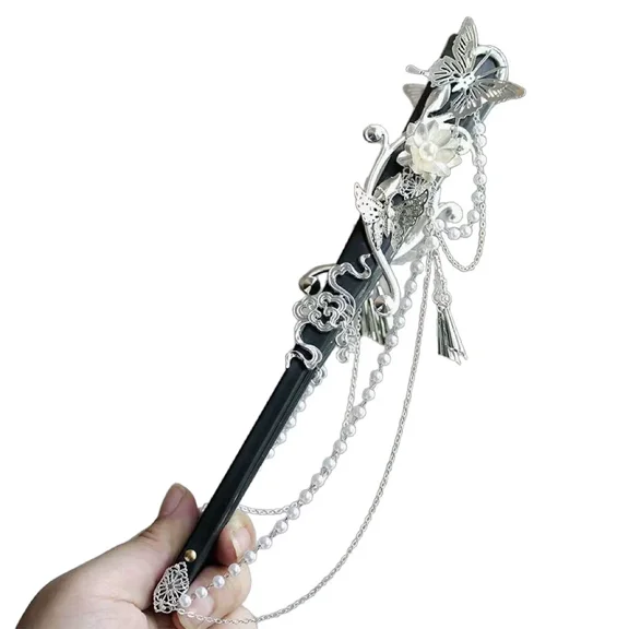 Heavenly Official Blessing Butterfly Folding Fan, Vintage Floral Fan for Festival Wedding Party Church Decoration