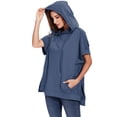 thumbnail image 3 of Womens Oversized Short Sleeve Hoodie Side Slits Pullover Sweater Top, 3 of 7