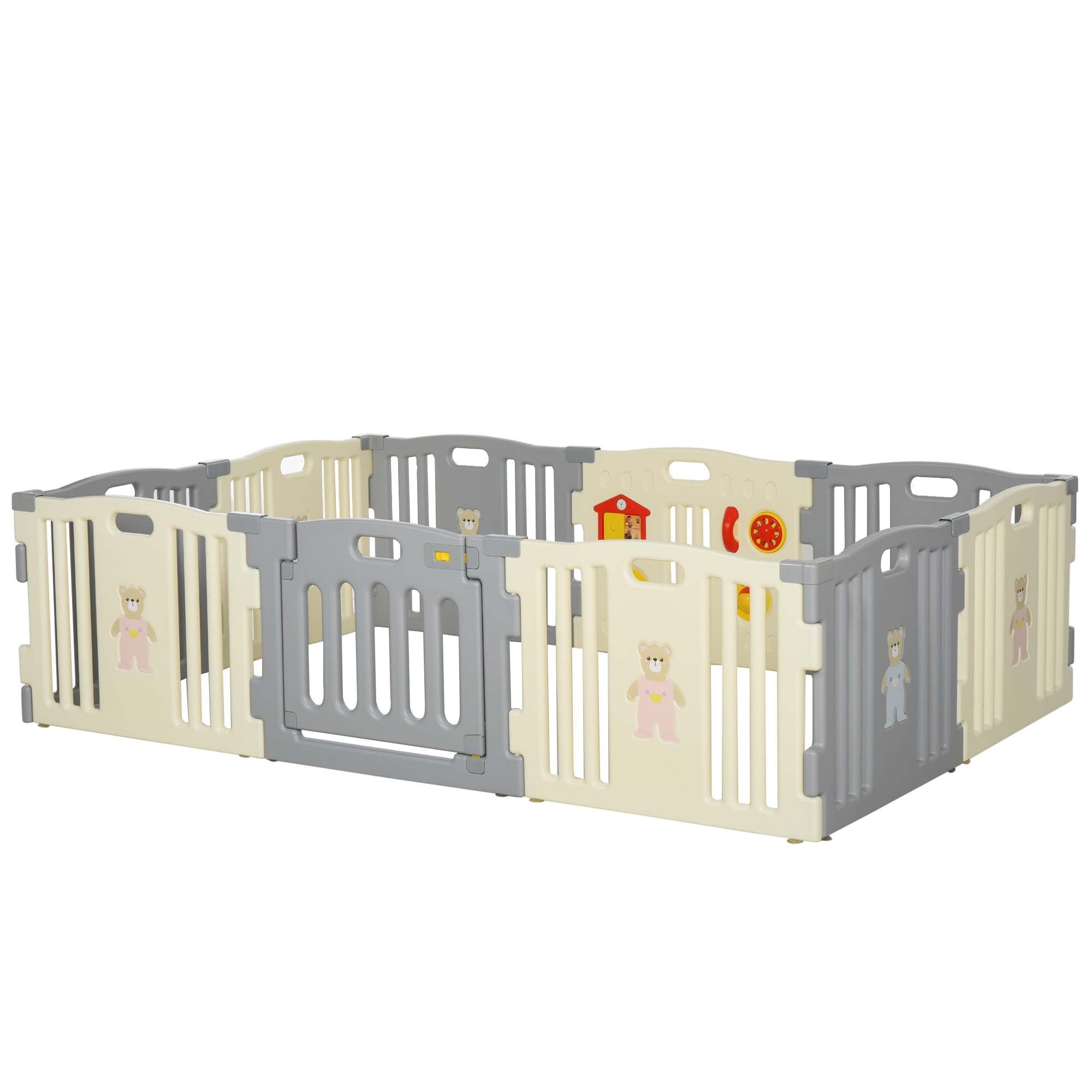 Qaba 10Piece Children Baby Playpen Gate, White