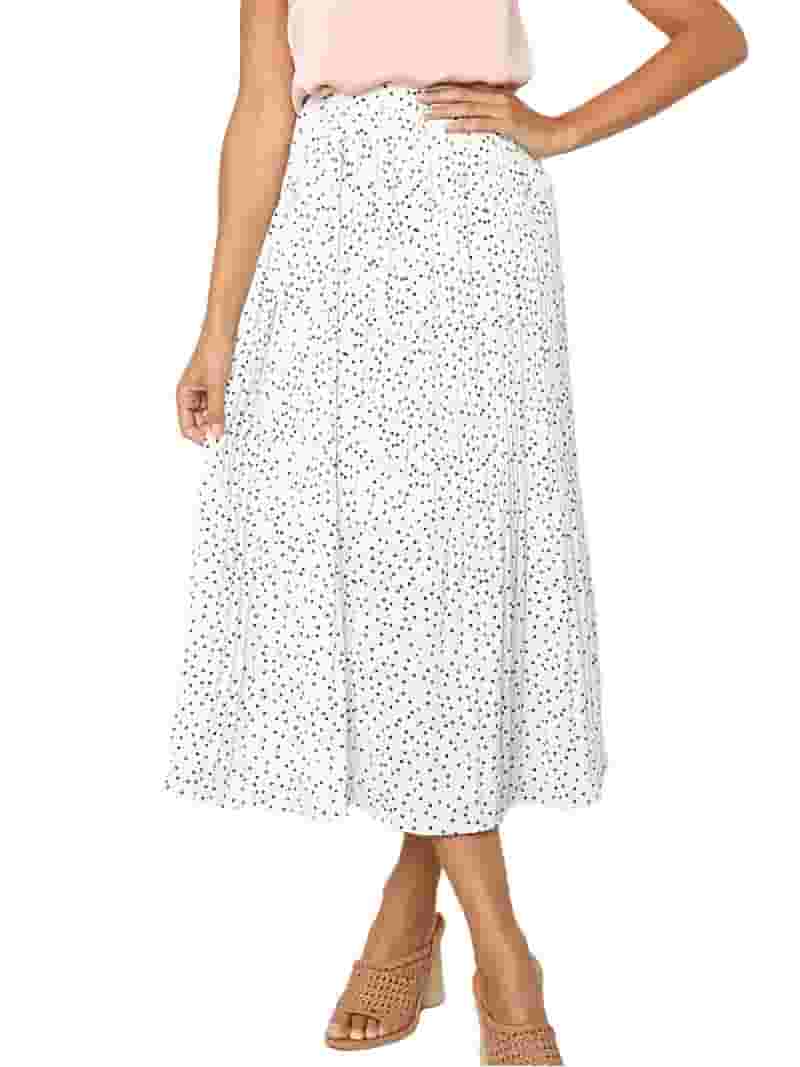 【BAON】Dopuni Dot Banding Long Skirt Multitrust Women's Long Skirt Ladies Elastic Band Flower Dot