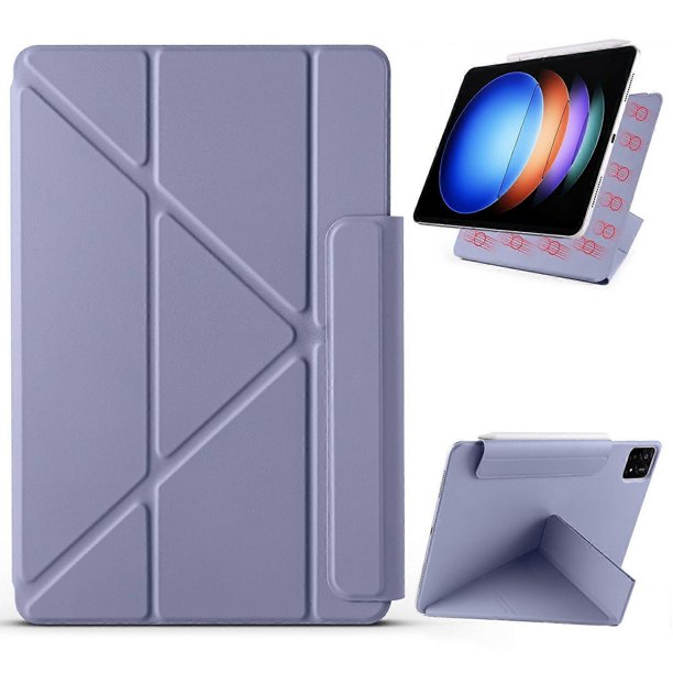 For Xiaomi Pad 6S Pro 12.4 Case PC PU Leather Origami Stand Magnetic Tablet Cover - Grey