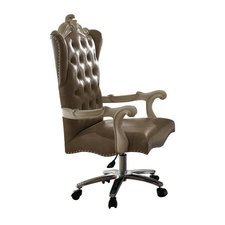 UPC: 0840412053054 | Leather Upholstered Executive Chair With Lift in Brown and Bone White Finish- Saltoro Sherpi