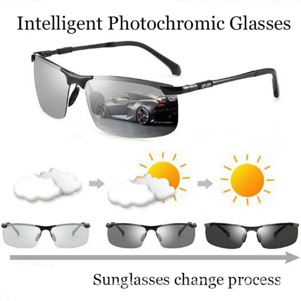 Photochromic Polarised Sunglasses UV400 Polarized Fishing Driving Eyewear Retro 